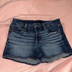 Buckle Dark Blue Women's Denim Shorts